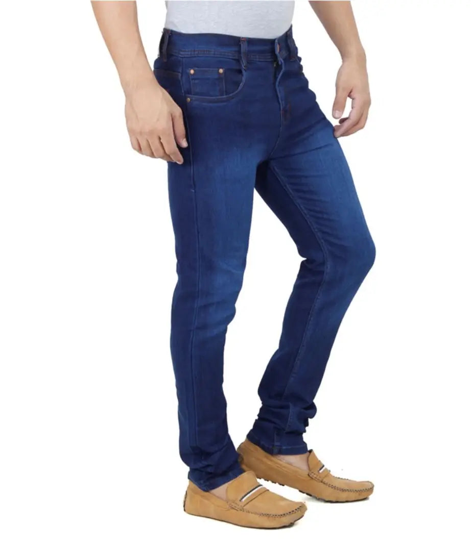 Blue Faded Stretchable Denim Regular Fit Jeans