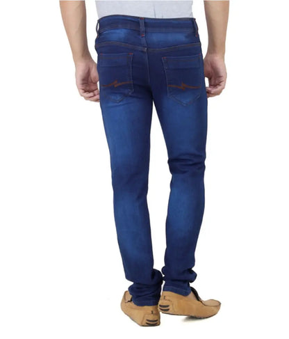 Blue Faded Stretchable Denim Regular Fit Jeans