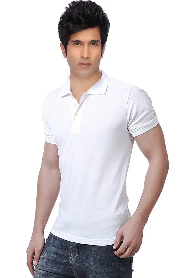 Men Multicolored Cotton Blend Slim Fit Polos T-Shirt (Pack of 2)