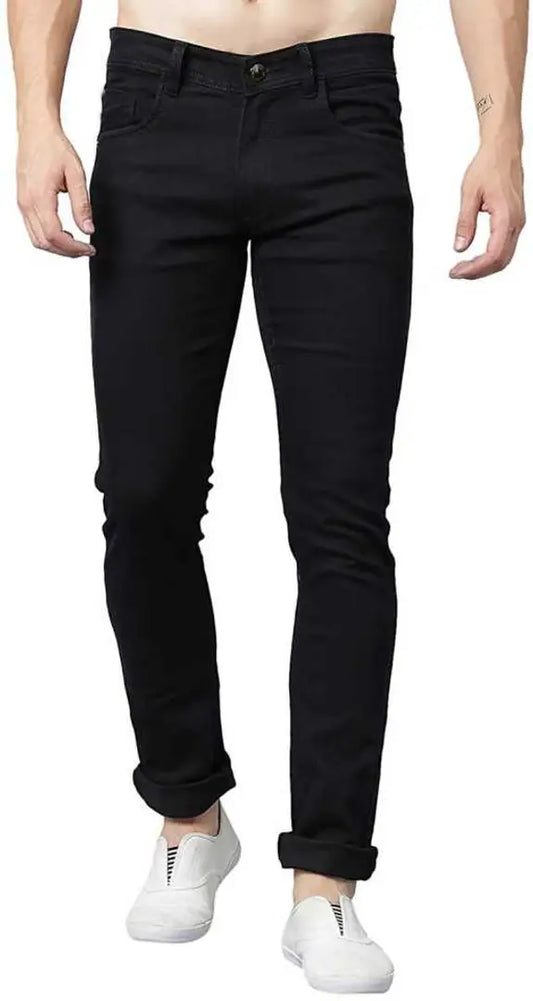 Men's Black Regular Fit  Cotton Spandex Stretchable Jeans