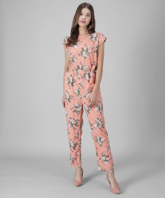 Vivient women peach Base floral printed jumpsuits