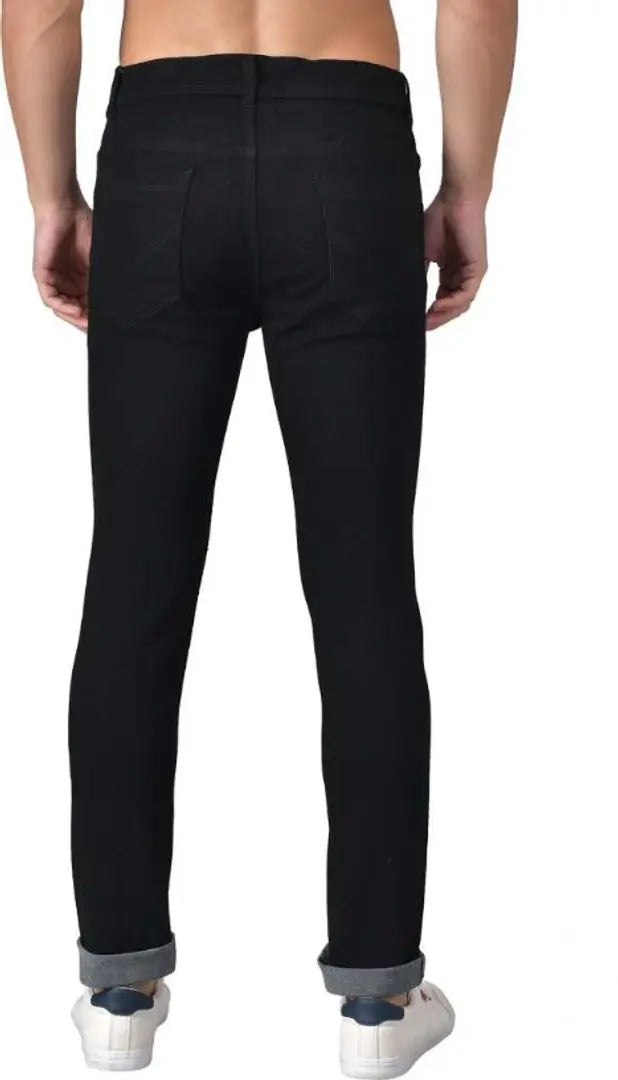 Men Black Knee Cut Jeans