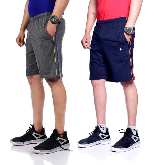 Men's Regular Sports Shorts Combo Of 2 Pc -Charcoal  Navy