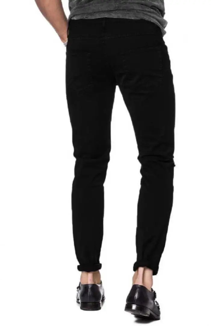 Men's Denim Black Knee Cut Jeans