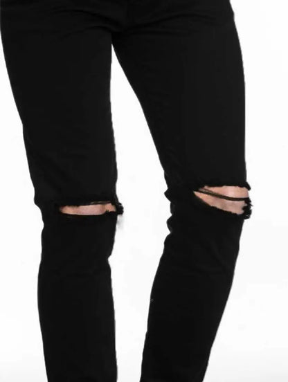 Men's Denim Black Knee Cut Jeans