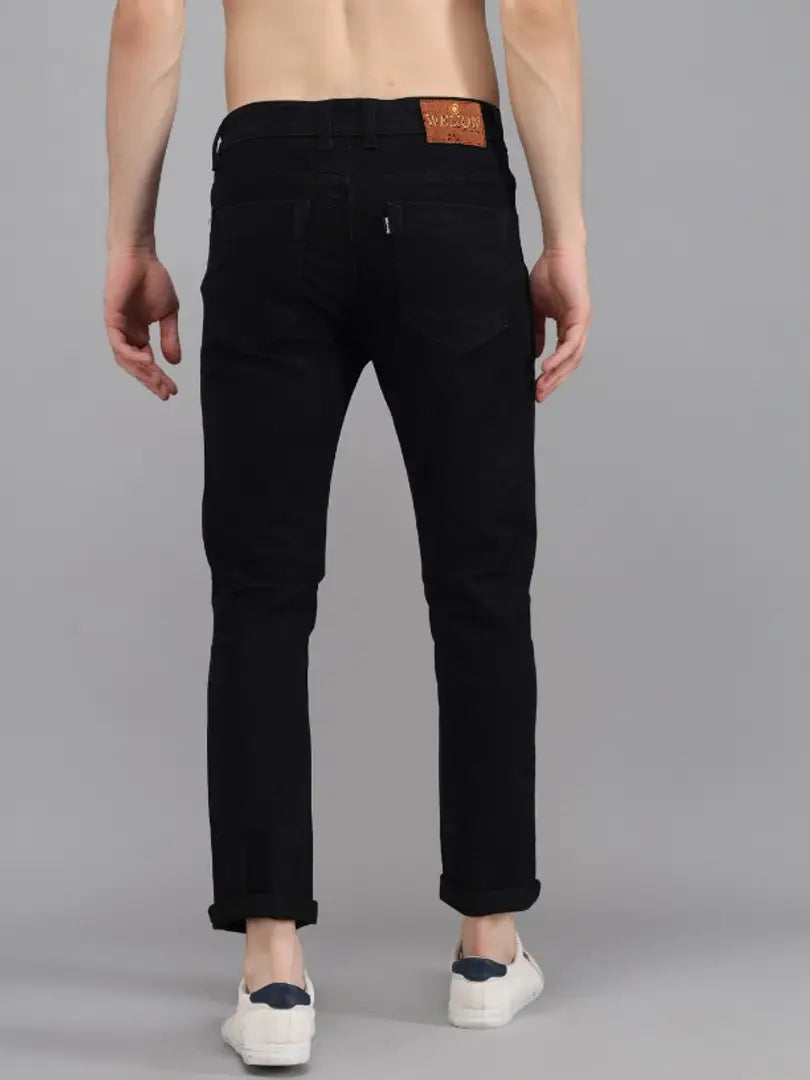 New Stylish Denim Slim Fit Black Knee Cut Jeans For Men