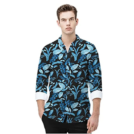 Drashti Villa Men's Solid Regular Fit Casual Shirt (Sky Blue, Medium)