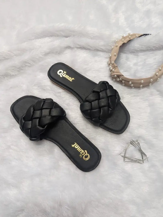 Flat Braided Flipflop Sliders for Womens