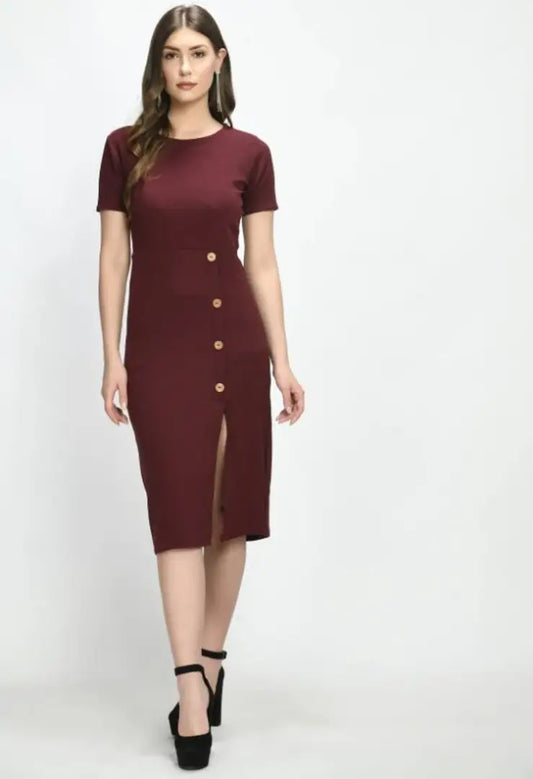 Classic Cotton Blend Solid Dresses for Women