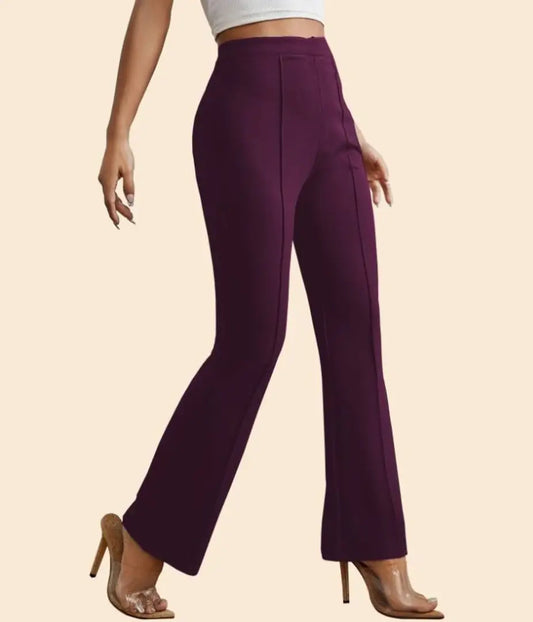 Classic Cotton Blend Solid Trousers for Women