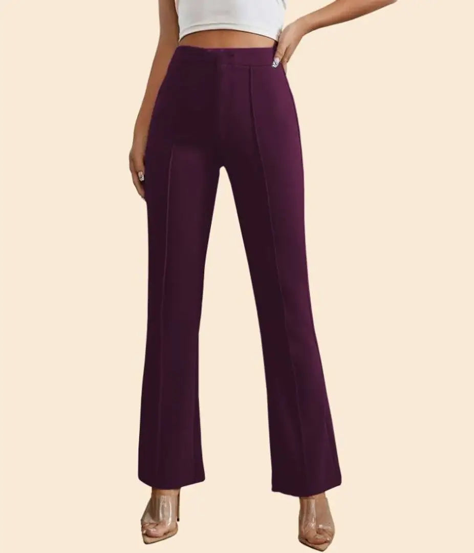 Classic Cotton Blend Solid Trousers for Women