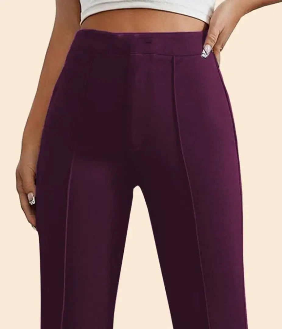 Classic Cotton Blend Solid Trousers for Women