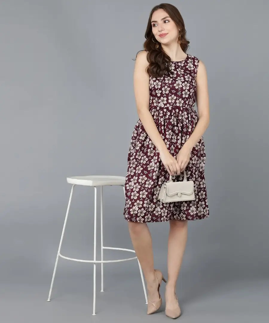 Classic Crepe Printed Dresses for Women