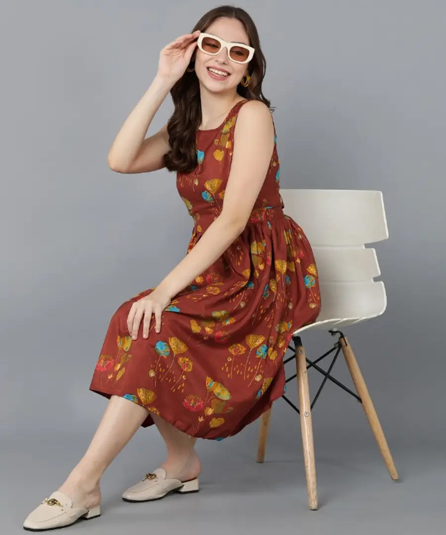 Classic Crepe Printed Dresses for Women