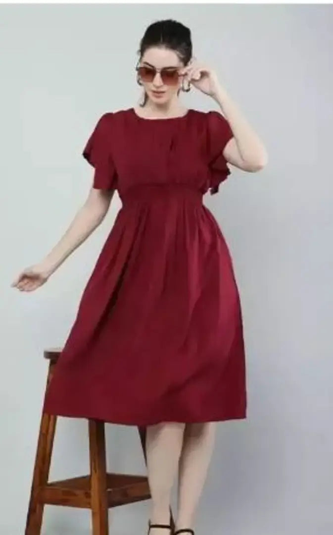 NECK PLEATED DRESS