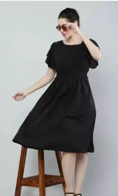 NECK PLEATED DRESS