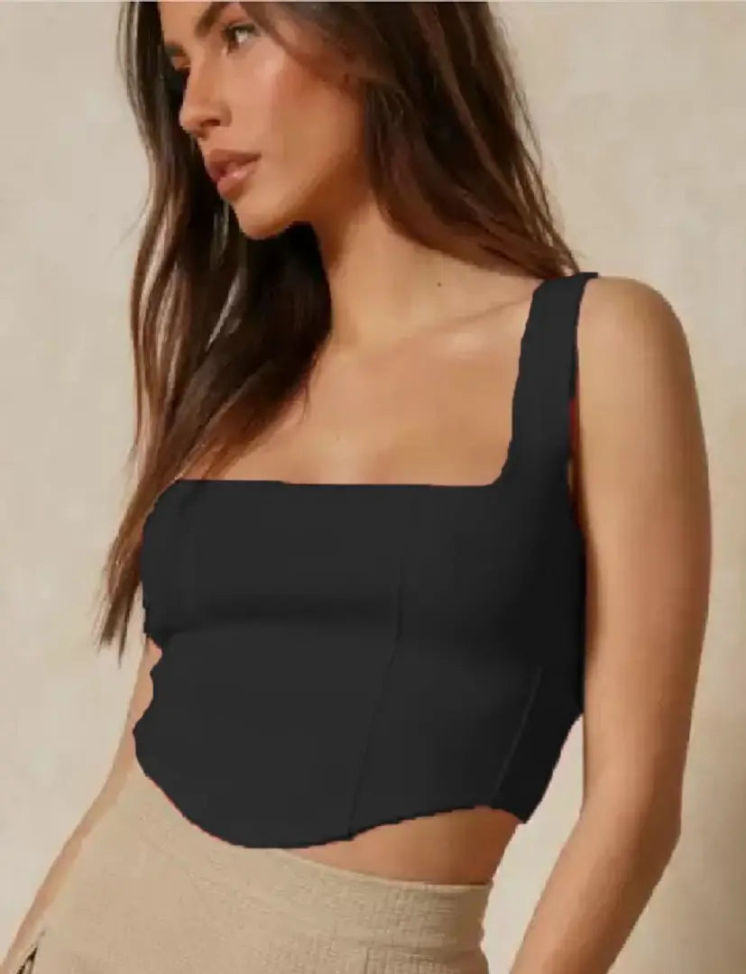 Lady square neck crop top