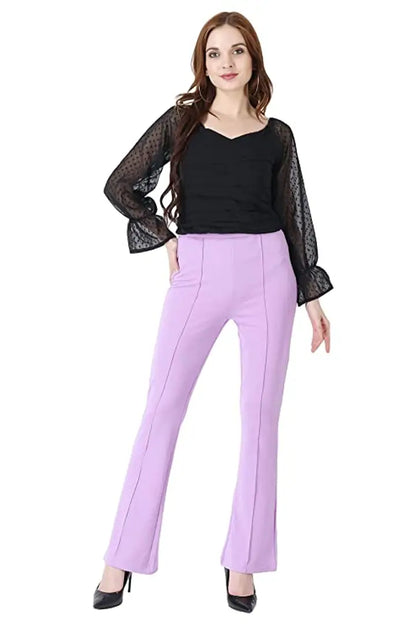 Trendy Cotton Blend Bootcut Parallel Trouser for Women