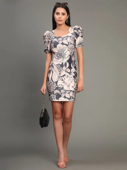 Trendy Cotton Lycra Knee Length Bodycon Dress