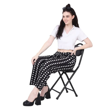 Women Stylish Black Polk Dot Trouser