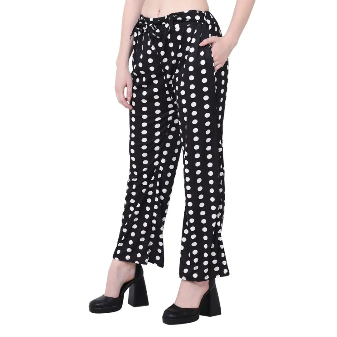 Women Stylish Black Polk Dot Trouser