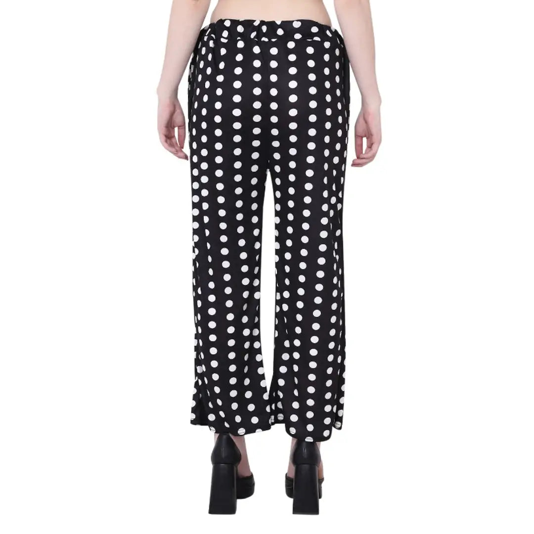 Women Stylish Black Polk Dot Trouser