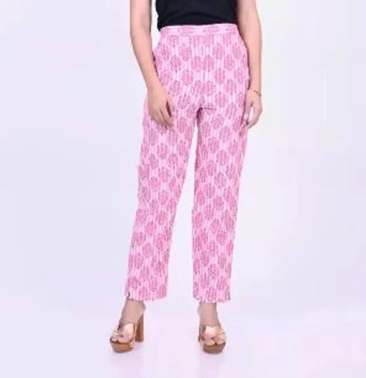 Stylish Relaxed Fit Cotton Blend Trousers For Women