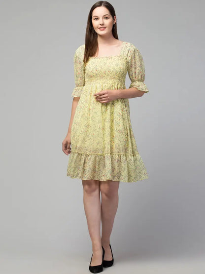 Stylish Yellow Georgette   Dress For Women