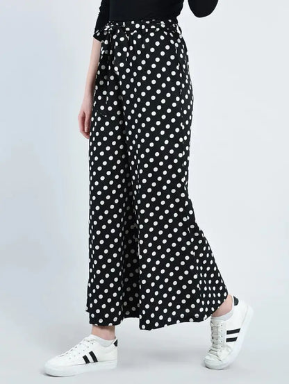 Women Stylish Black Polk Dot Trouser