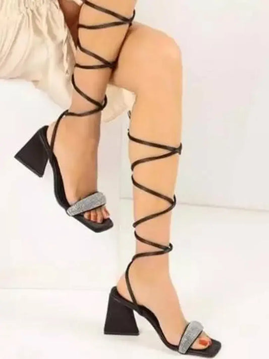 Stylish Black Synthetic Embellished Heels For Women