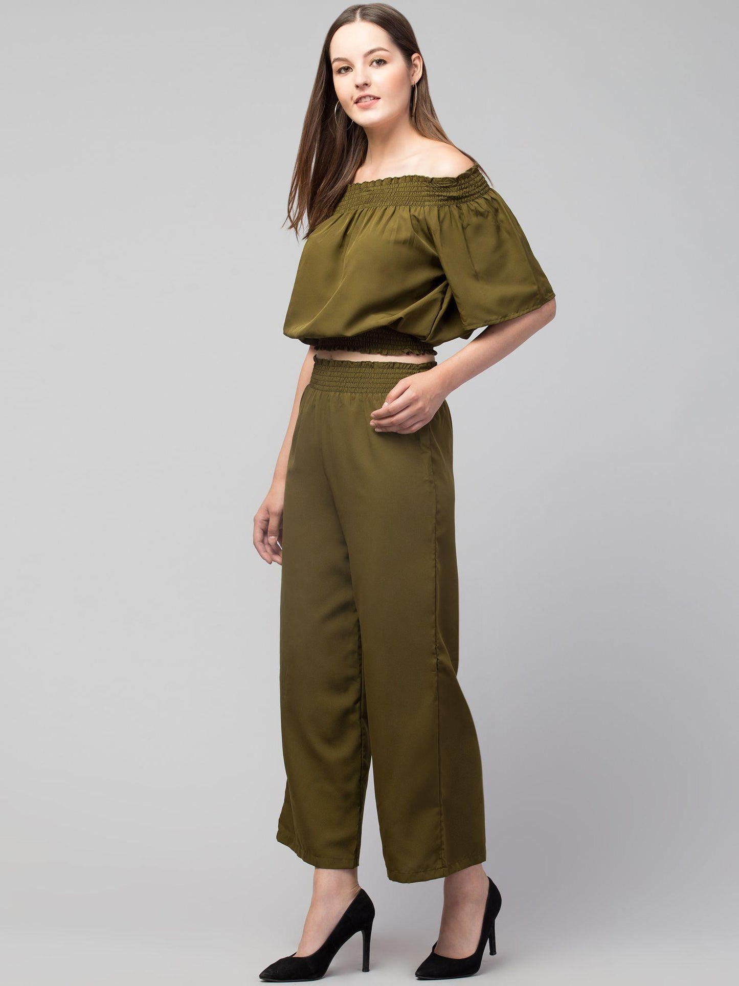 Stylish Crepe Regular Short Sleeves Jumpsuit For Women