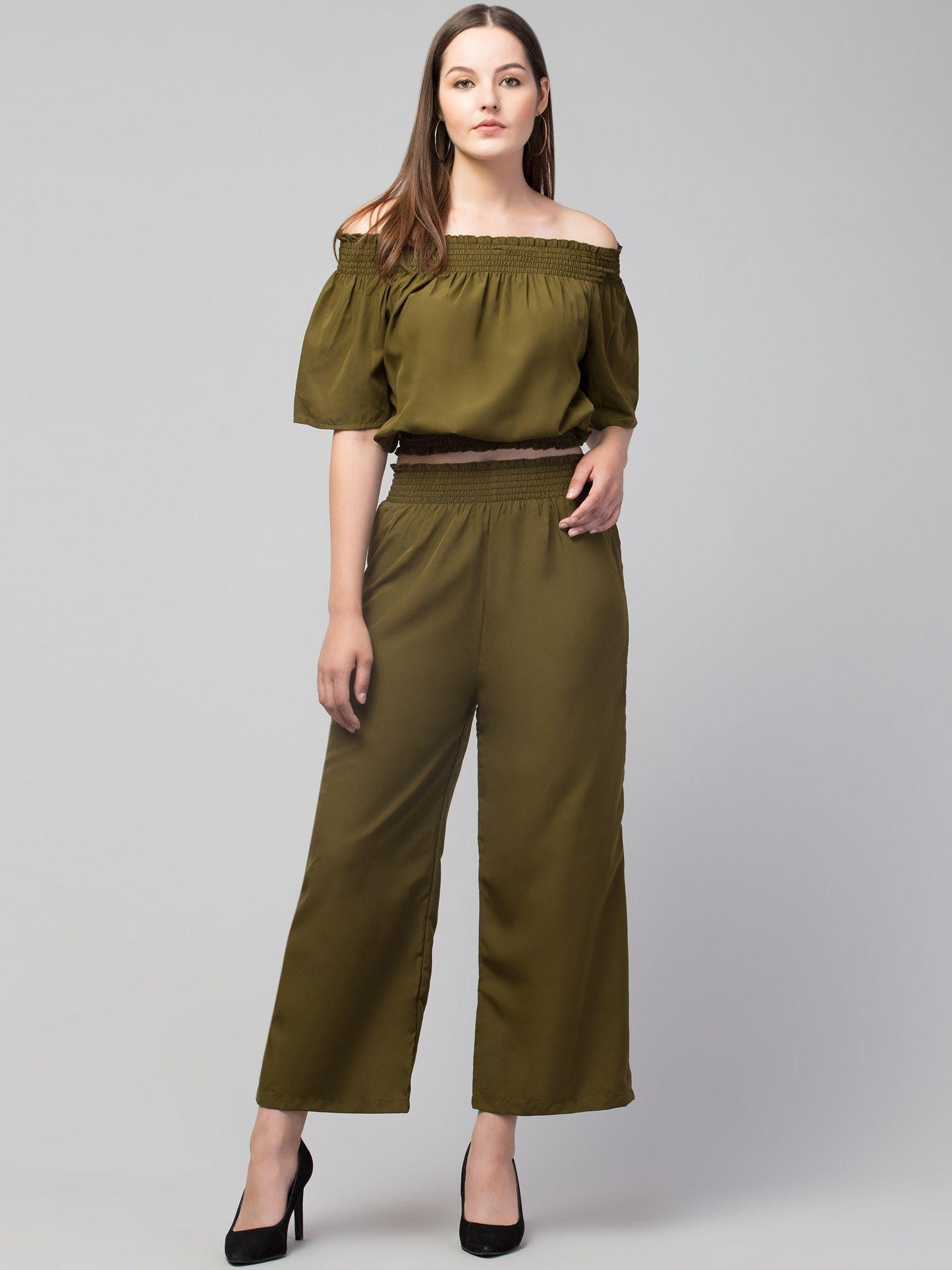 Stylish Crepe Regular Short Sleeves Jumpsuit For Women