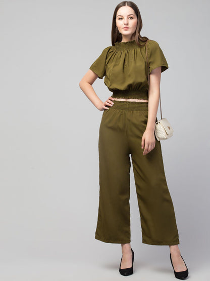 Stylish Crepe Regular Short Sleeves Jumpsuit For Women