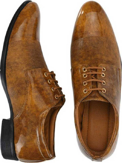 Stylish Tan Grey Lace Up Formal Shoes For Men