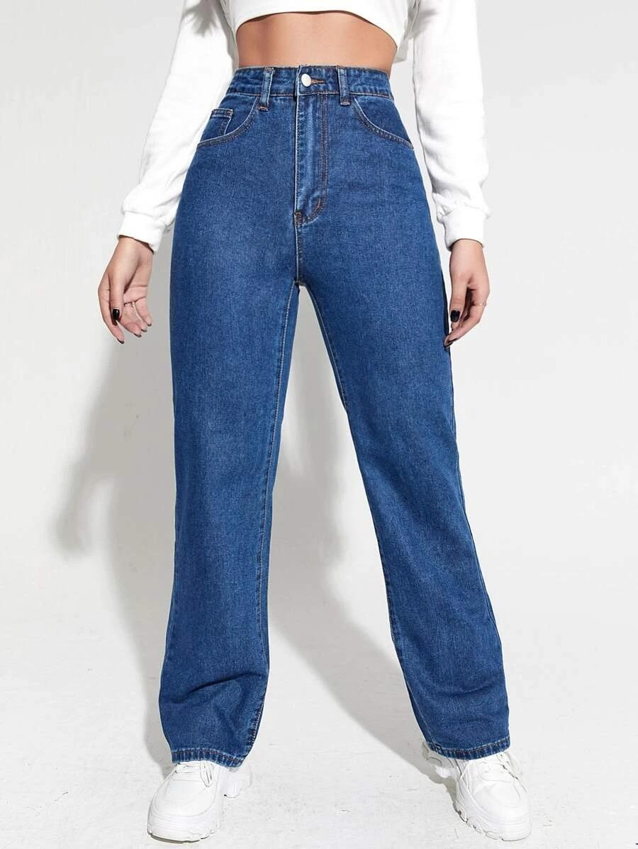 Women's Denim Solid Straight Fit Jeans