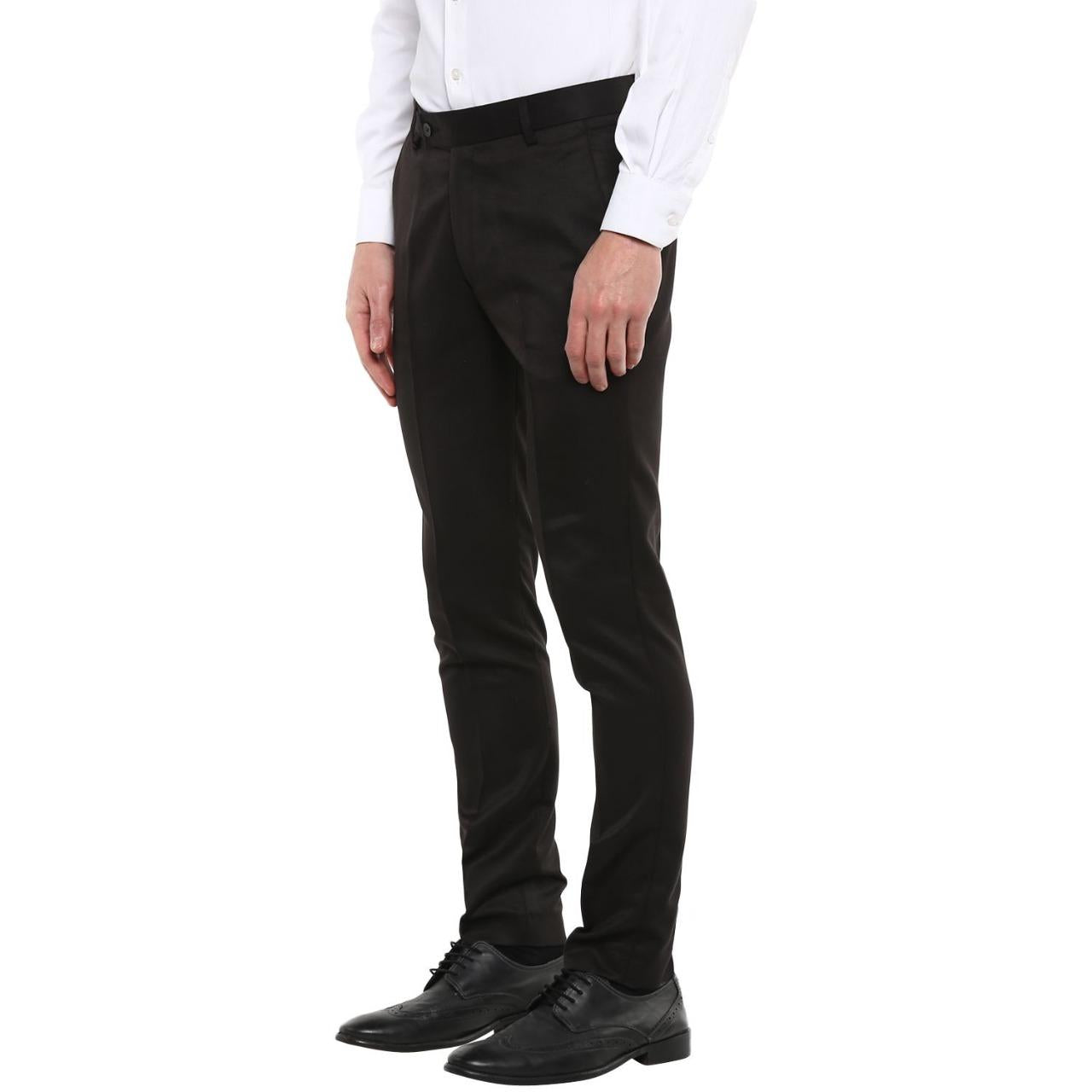 Polyester Blend Solid Slim Fit Mens Formal Trouser