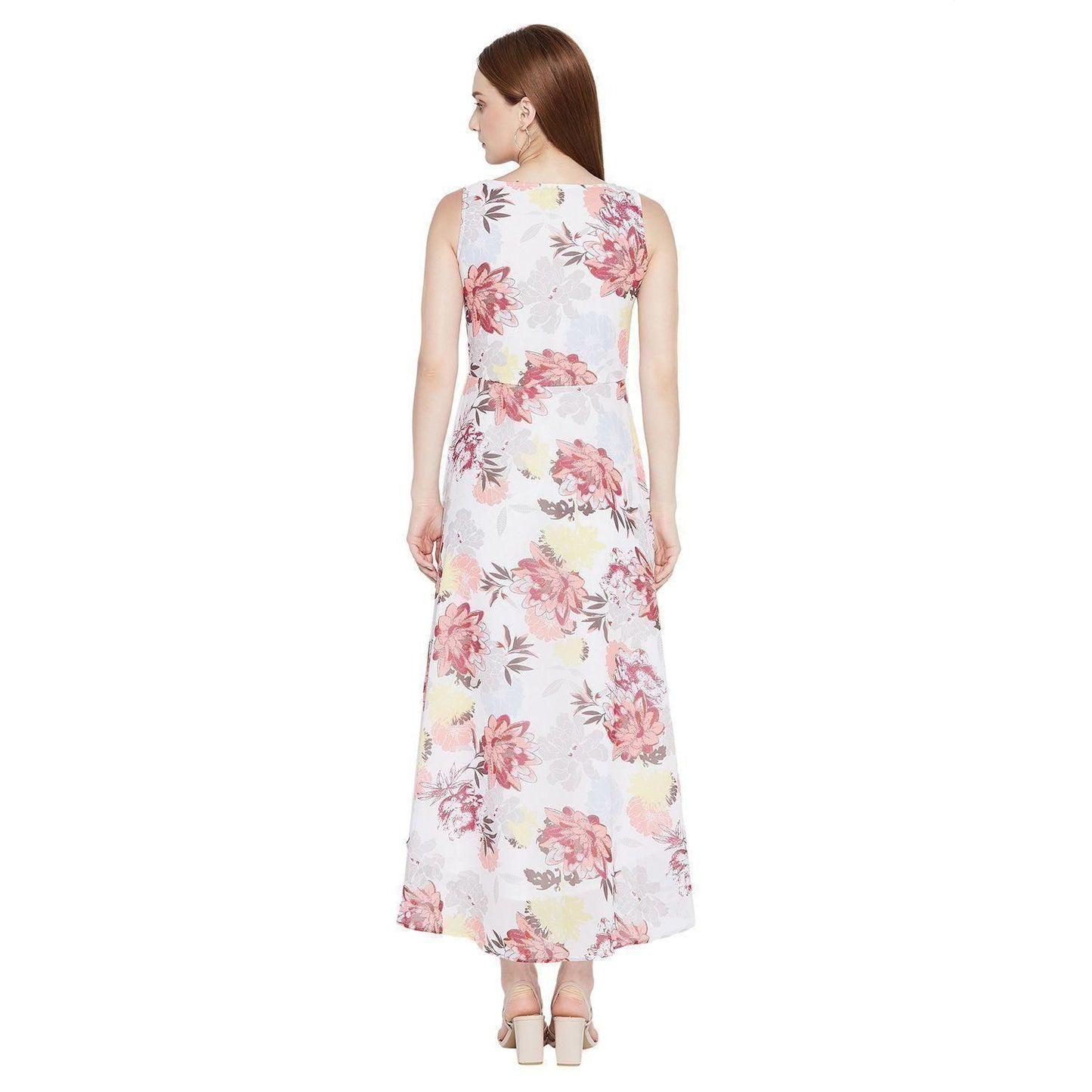 Women's Georgette Floral High Low Maxi Dress