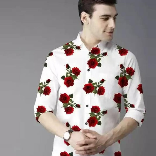 Cotton Printed Full Sleeves Slim Fit Mens Casual Shirt