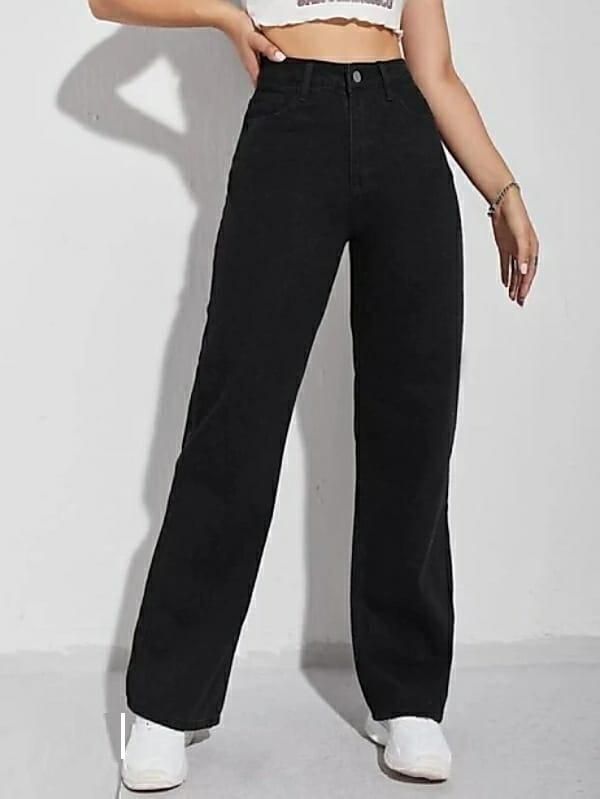 Women's Cotton Denim  Solid Bell Bottom Jeans