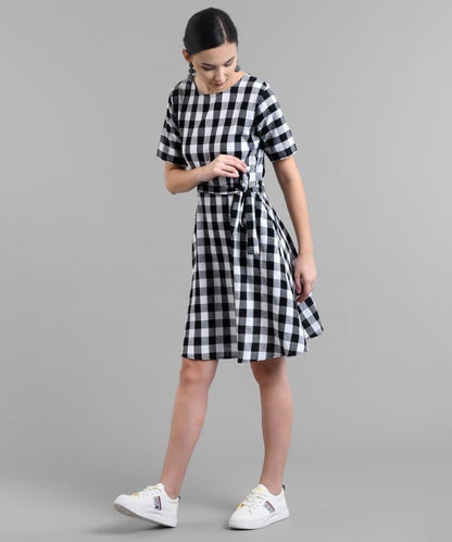 Verve Studio Cotton Check Short Dress