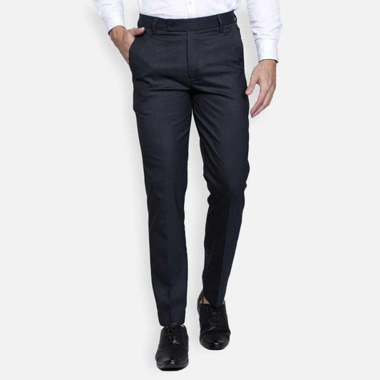 Black Cotton Solid Formal Trouser For Men's