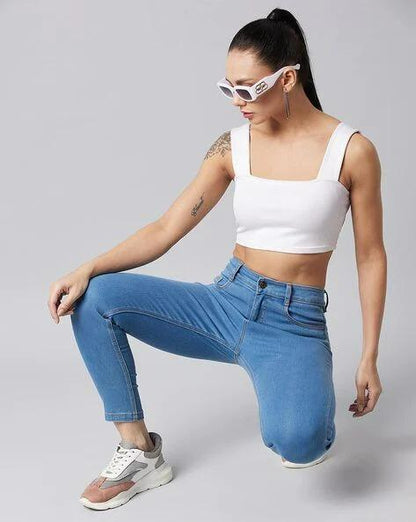 Women's Denim Solid Regular Fit Jeans