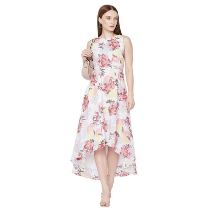 Women's Georgette Floral High Low Maxi Dress