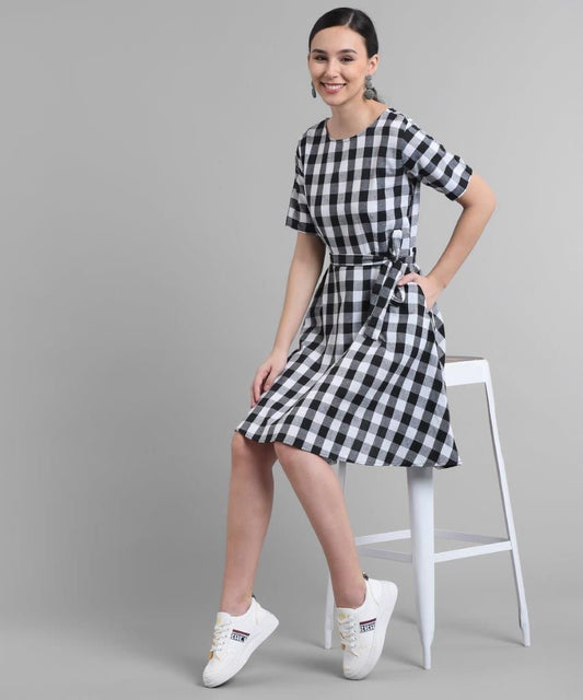 Verve Studio Cotton Check Short Dress