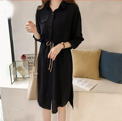 Women's Polyester Solid Shirt Style Short Dress