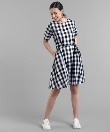 Verve Studio Cotton Check Short Dress