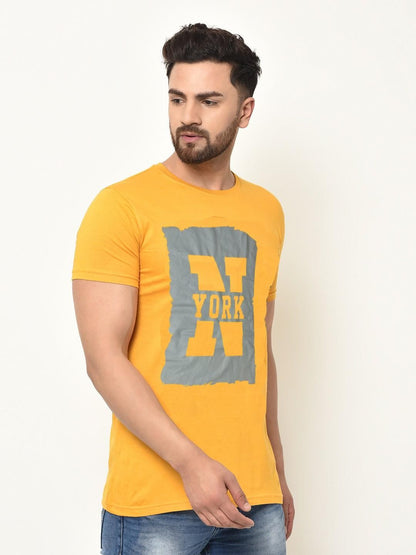 Cotton Blend Printed Half Sleeves Mens Round Neck T-Shirt