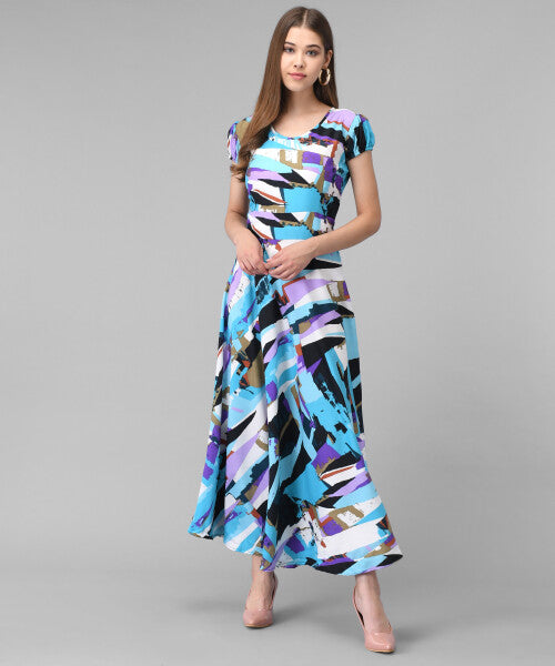 Women's Fashionable Crepe Printed Maxi Dress