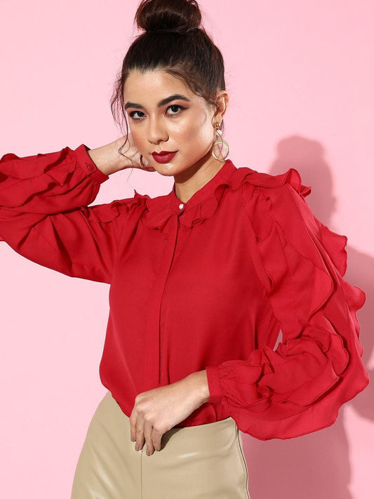 Style Quotient Women Red Solid Shirts