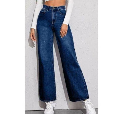 Women's Cotton Denim Straight Flared Jeans